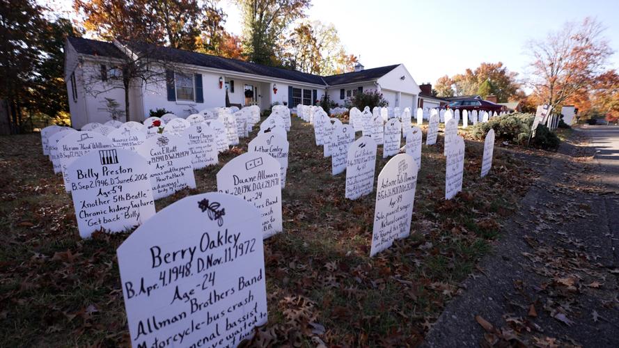 'Musicians Memorial Garden' created by Greg McCurdy in his New Albany, Indiana back yard
