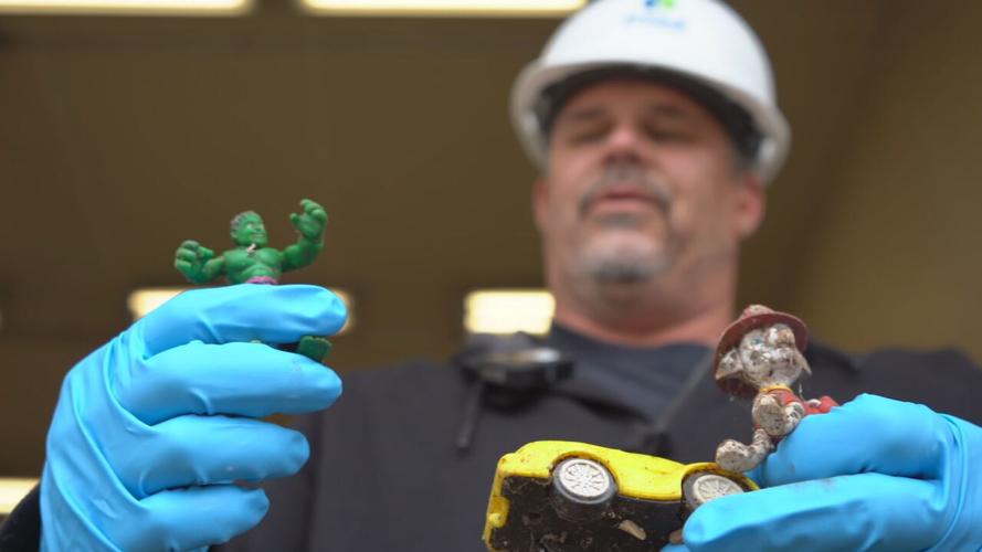 Toys that ended up in sewer water at MSD's treatment center at the Parklands