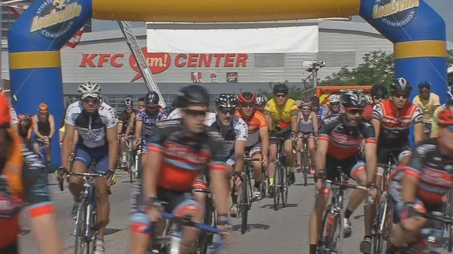 Bikers ride at Hike, Bike and Paddle event