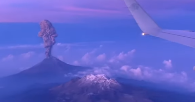 VIEW OF VOLCANO From Plane Flying Over Mexico...