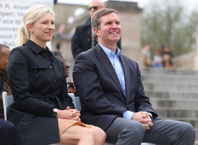 Britainy and Andy Beshear at March on Frankfort.JPG