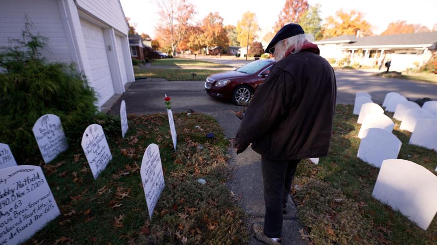 'Musicians Memorial Garden' created by Greg McCurdy in his New Albany, Indiana back yard