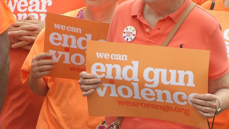 Signs at National Gun Awareness Day ceremony