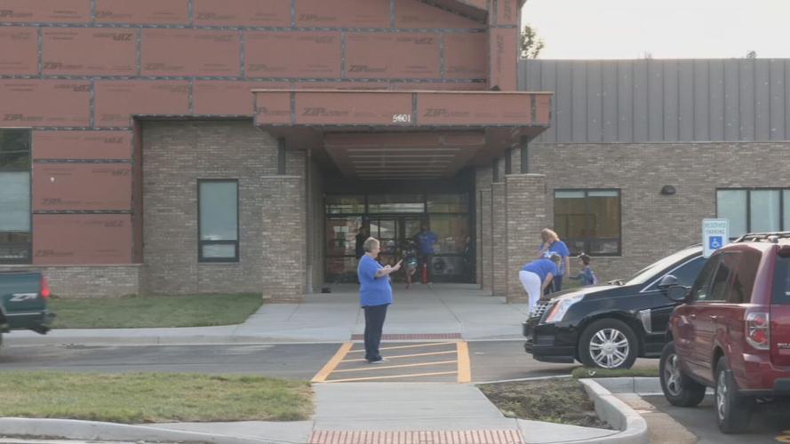 Staff outside Wilkerson Elementary on first day
