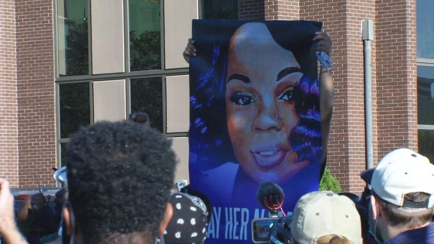 Breonna Taylor sign at rally outside AG Daniel Cameron's office in Louisville 9/18/20