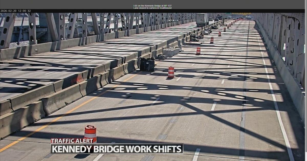 Work shifts to left side of Kennedy Bridge starting Friday night | Wdrb ...