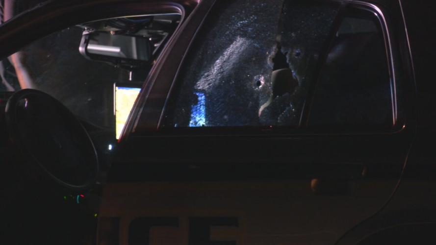 Shattered window in vehicle involved in Palymyra, Indiana double shooting