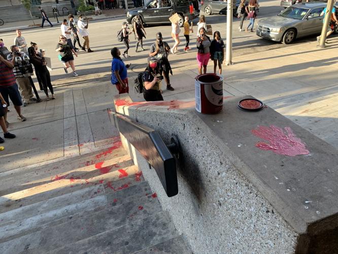 5-29-20 protest red paint dumped