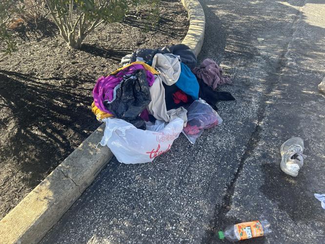 Trash left behind from illegal donation bin