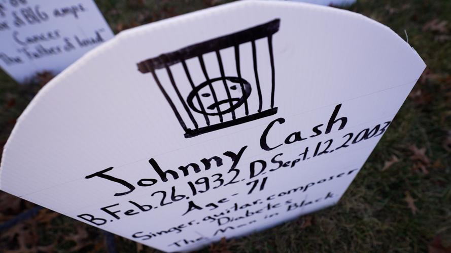 'Musicians Memorial Garden' created by Greg McCurdy in his New Albany, Indiana back yard