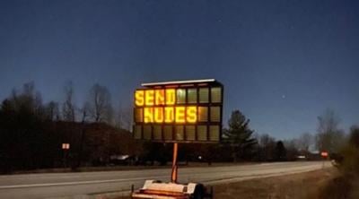 Hacked Kentucky road sign asks drivers to 'send nudes' - Jan. 9, 2020