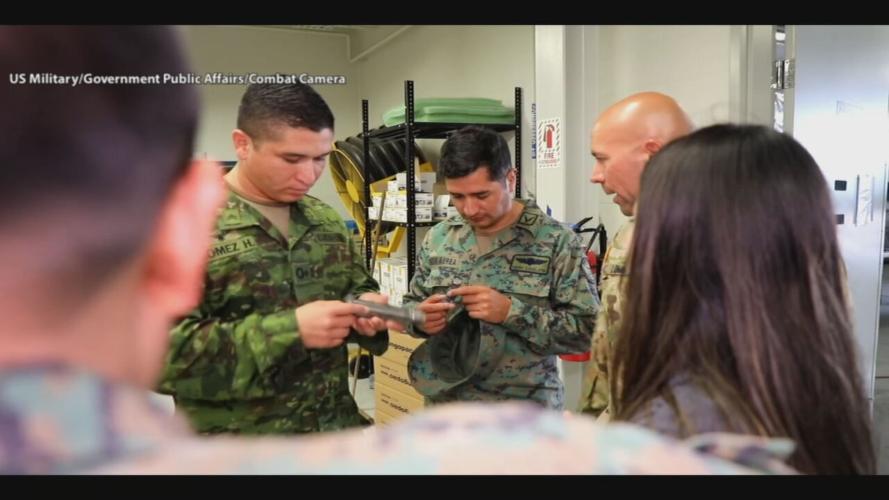 Members of Ecuador's army train with Kentucky National Guard members in June 2023
