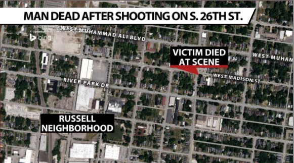 MAP: Homicide scene in Louisville's Russell neighborhood