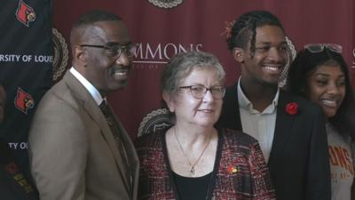 Dr. Kevin W. Cosby, president of Simmons College of Kentucky, pictured with UofL President Kim Schatzel
