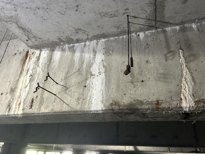 Damage in garage under Belvedere