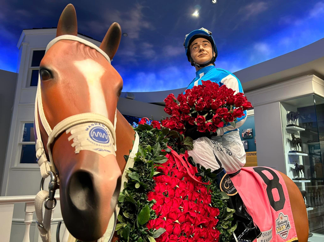 Winner's Circle display of Derby 149 winner Mage at Derby Museum