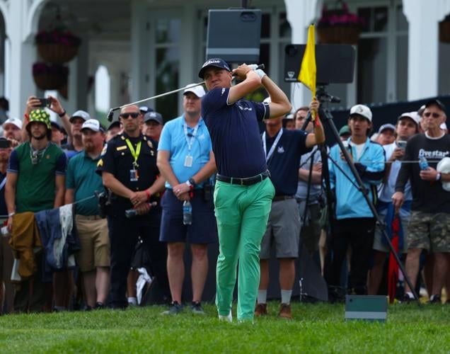 Justin Thomas hits on 13th tee box.JPG