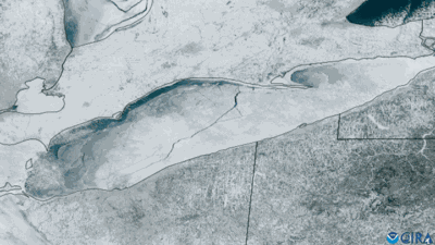 80 MILES! That's Approximately How Long A Massive Crack In The Ice Measures Over Lake Erie...