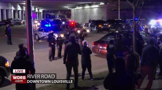 Protesters on River Road March 13, 2021