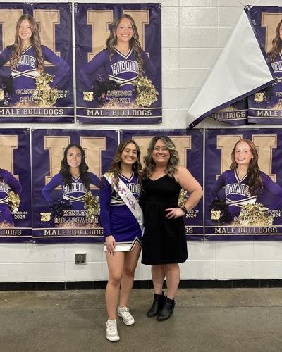 Addison Colvin and mother with poster.JPEG