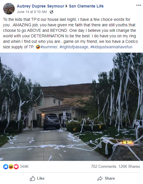 Aubrey Dupree Seymour makes Facebook post