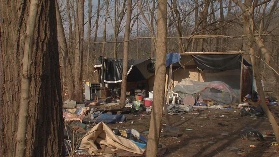 Homeless camp off Lexington Road