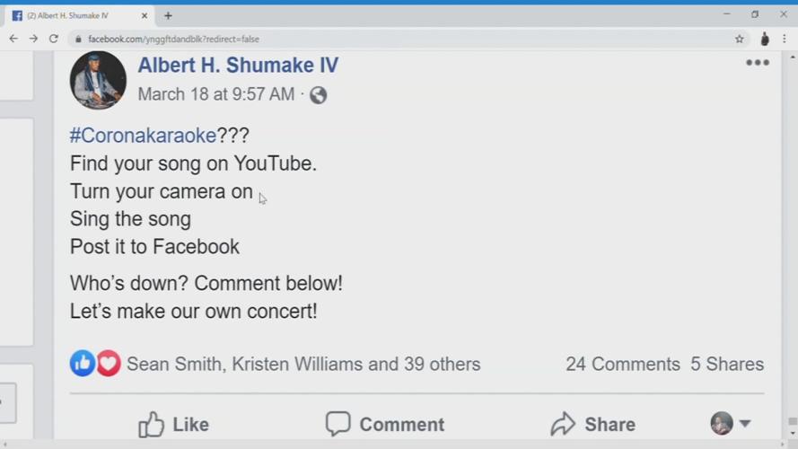 #CoronaKaraoke Facebook post