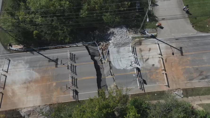 Plantside Drive in Jeffersontown collapsed - Drone photo 10-9-25