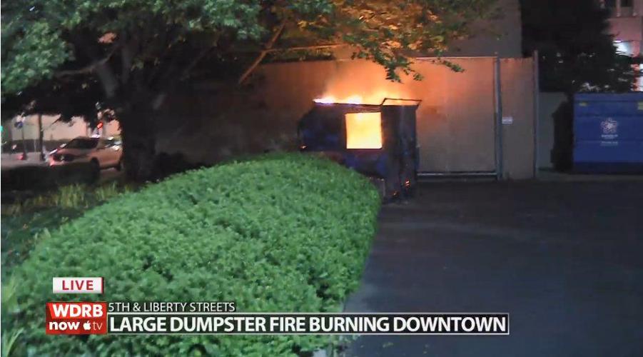 5-29-20 large dumpster fire burning downtown