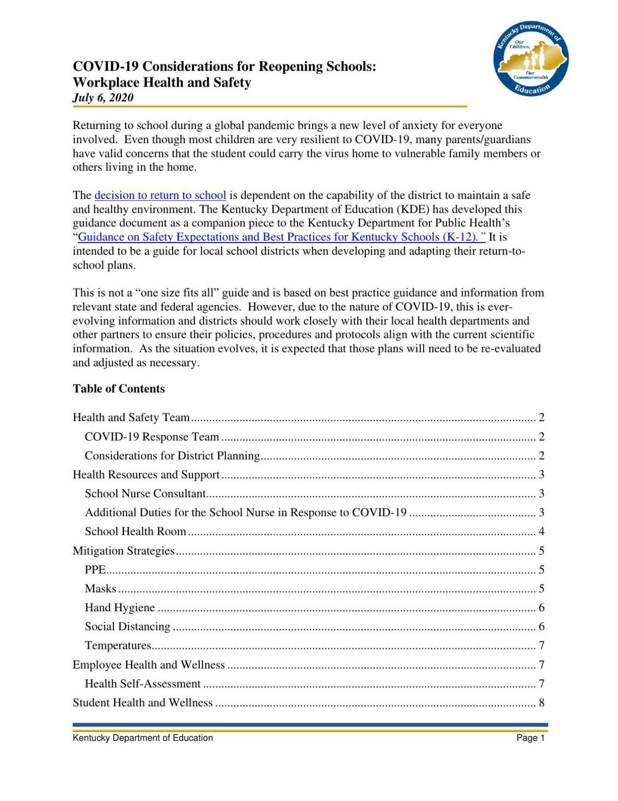 COVID-19 KDE considerations