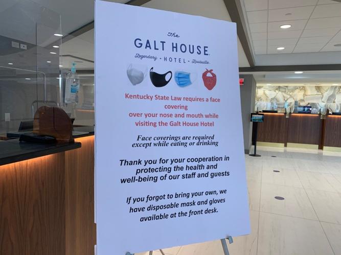 Mask requirement sign at Galt House