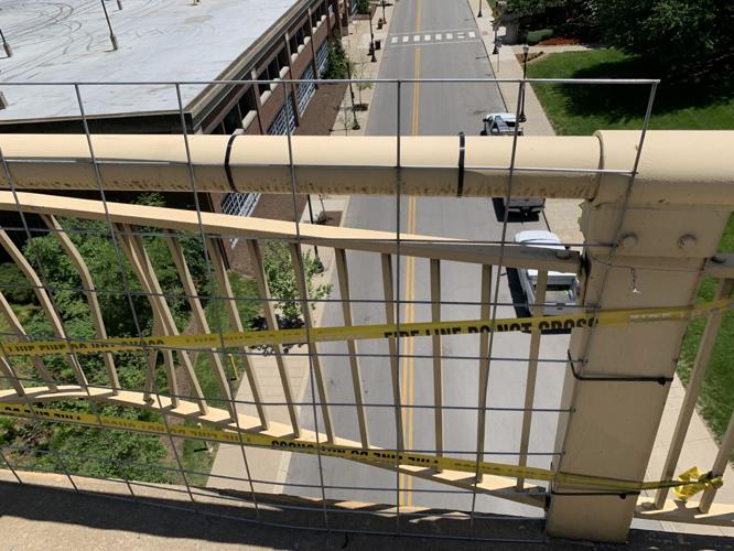 Damage to the George Rogers Clark Memorial Bridge (the Second Street Bridge) recorded on May 17, 2022