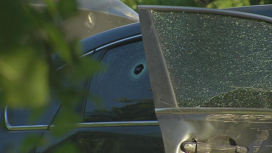 Car with bullet hole in window from Thursday incident
