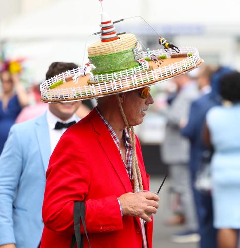 Man wearing circular hat at Churchill Downs.JPG