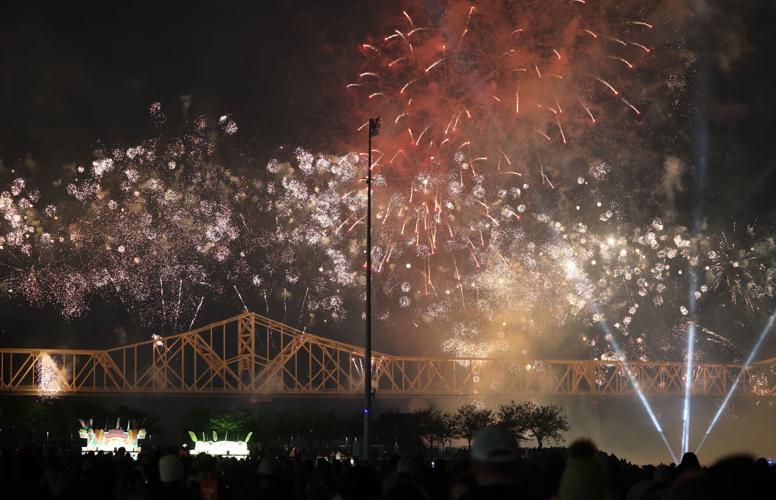 Fireworks into Louisville night.JPG