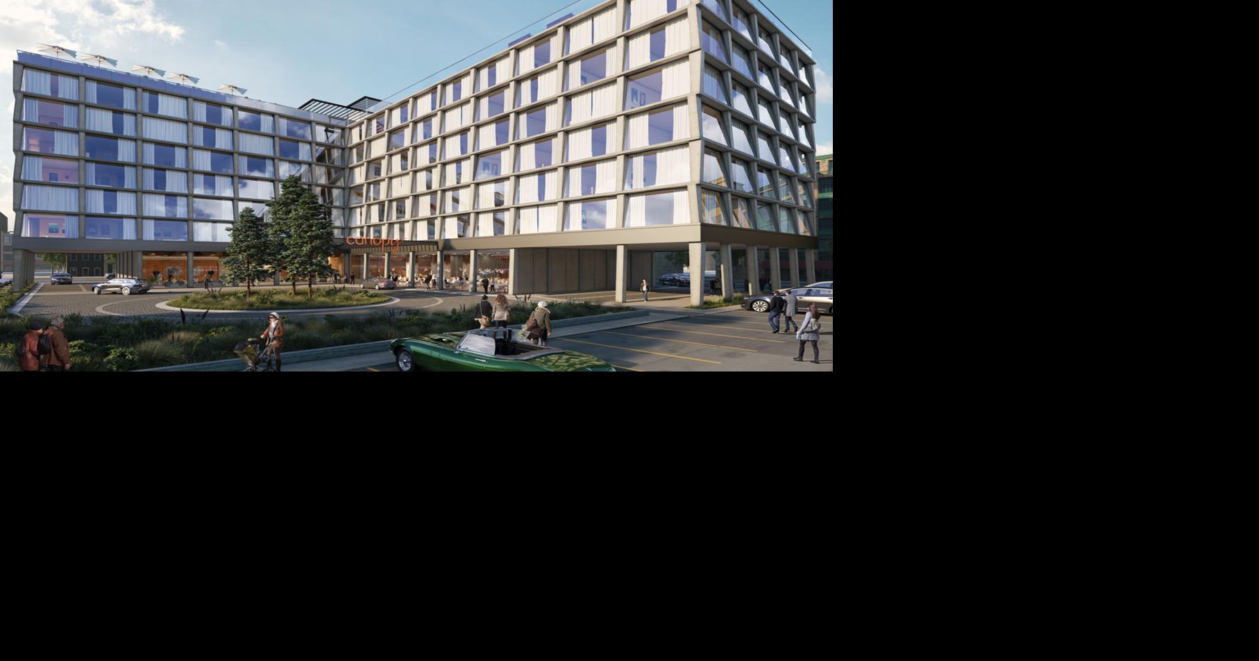 Rendering of a sixstory Canopy by Hilton hotel planned for 2nd and