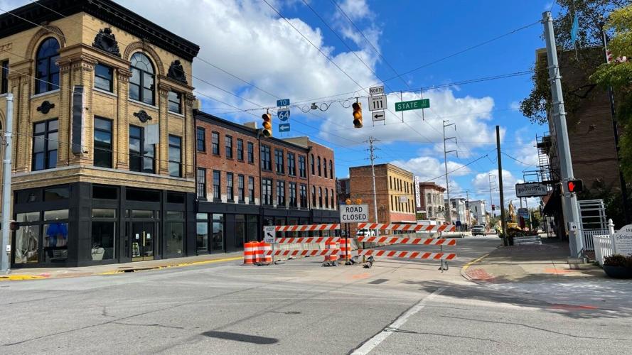 Construction on Main Street in downtown New Albany