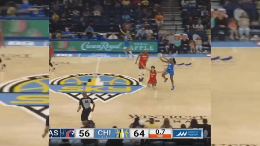 Dana Evans half-court shot