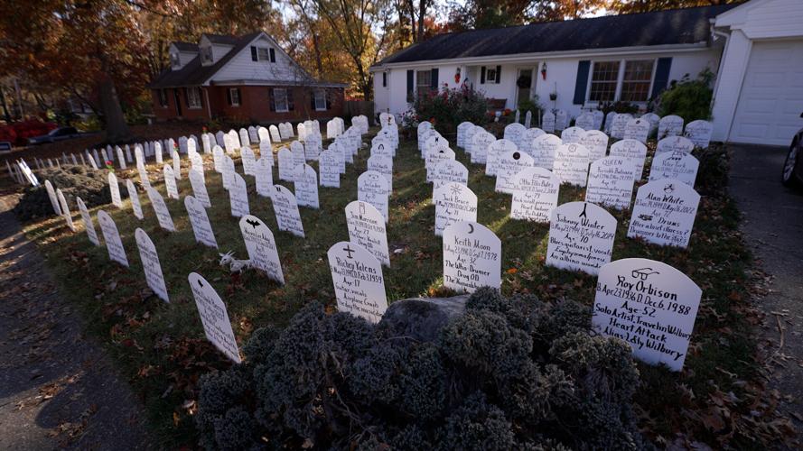 'Musicians Memorial Garden' created by Greg McCurdy in his New Albany, Indiana back yard