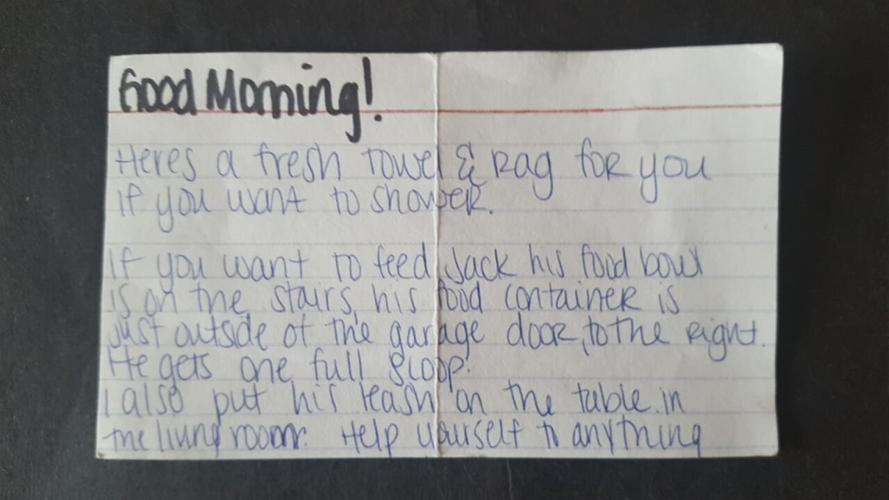 Note from Deidre Mengedoht to her father