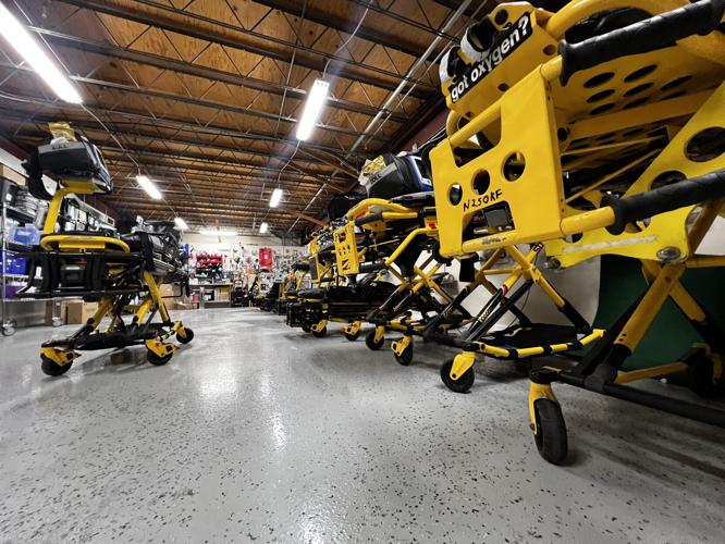 Several stretchers at the ready for Norton Children's patients