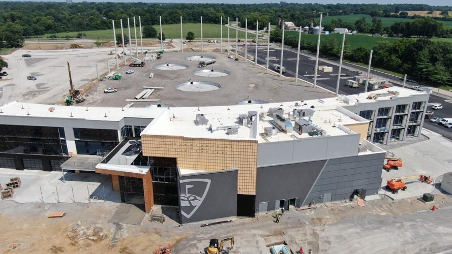 Aerial view of Louisville Topgolf progress 7-11-22