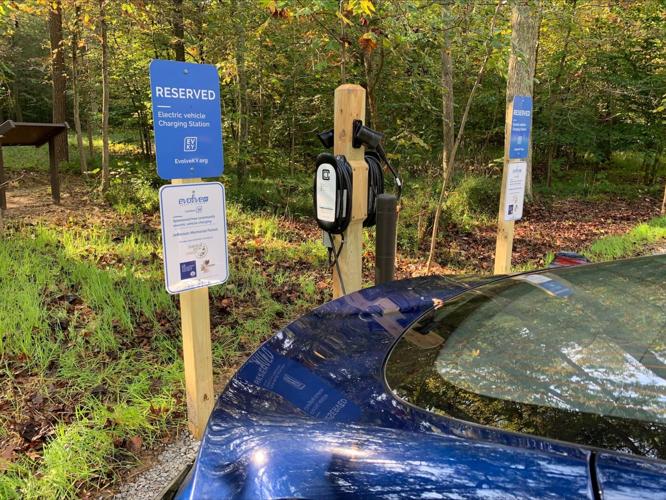 Electric vehicle charging station in Tom Wallace Park, a part of Jefferson Memorial Forest