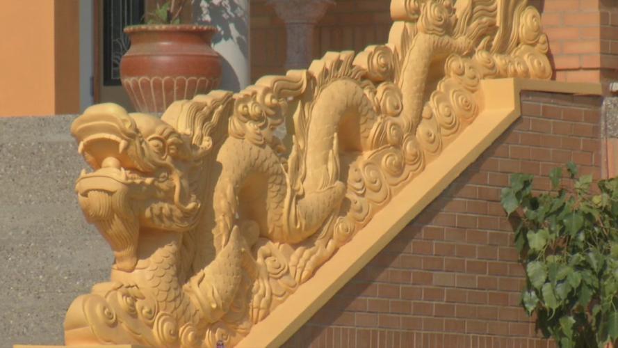 Statue at Buddhist temple opening