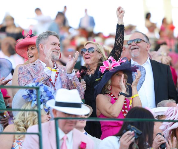 People cheer during oaks race.JPG