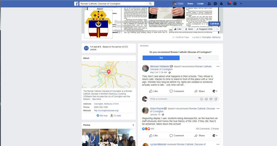 Covington Diocese unauthorized Facebook page