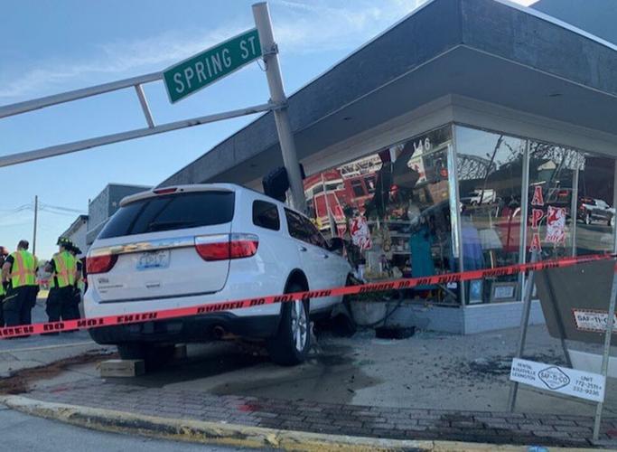 SUV hits thrift store