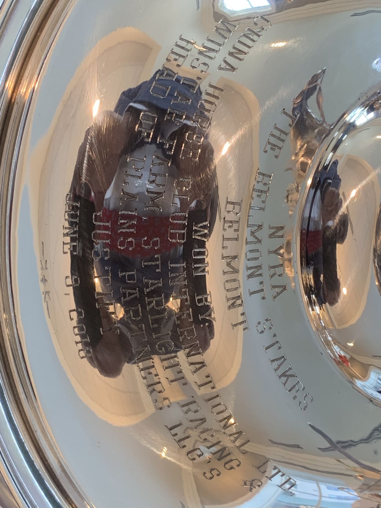 Plaque for Triple Crown trophy at Kentucky Derby Museum exhibit 4-24-19