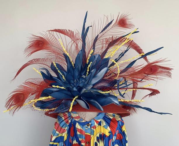 Fascinator paired with a dress from Anna's Additions