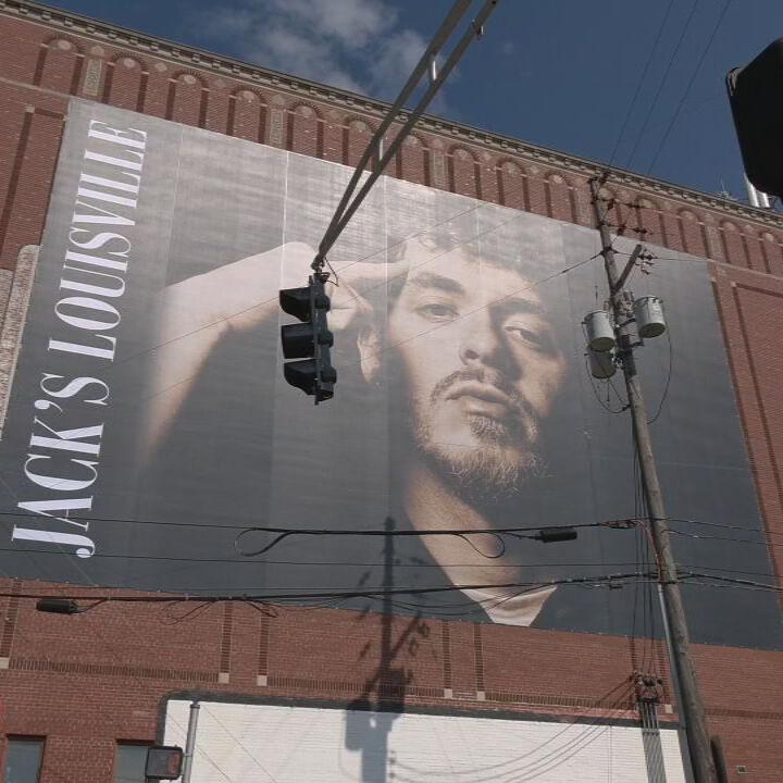 Where is Jack Harlow's Louisville banner located?